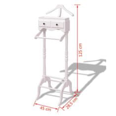 Vidaxl Vešiak na oblečenie so skrinkou, drevený, biely
