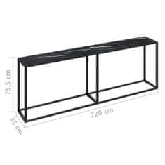Vidaxl Konzolový stolík čierny mramor 220x35x75,5 cm tvrdené sklo