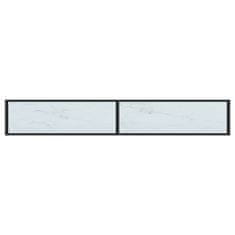 Vidaxl Konzolový stolík biely mramor 220x35x75,5 cm tvrdené sklo