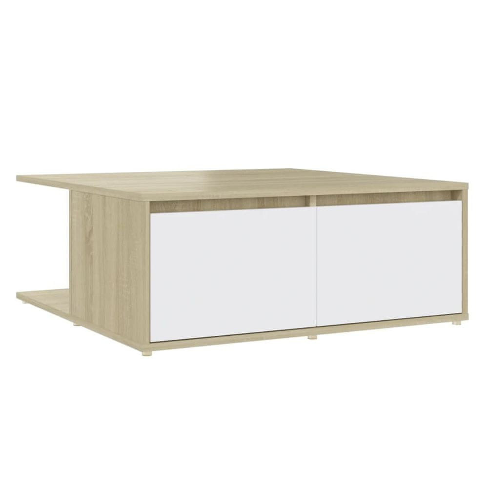 Vidaxl Konferenčný stolík, biela+sonoma 80x80x31 cm, kompozitné drevo
