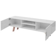 Vidaxl Stolík pod TV, MDF 150x35x48,5 cm, vysoký lesk, biely