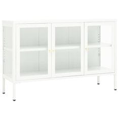 Vidaxl Komoda biela 105x35x70 cm oceľ a sklo