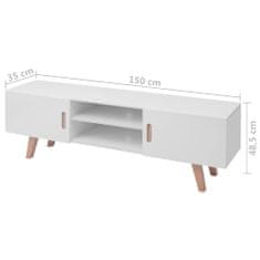 Vidaxl Stolík pod TV, MDF 150x35x48,5 cm, vysoký lesk, biely