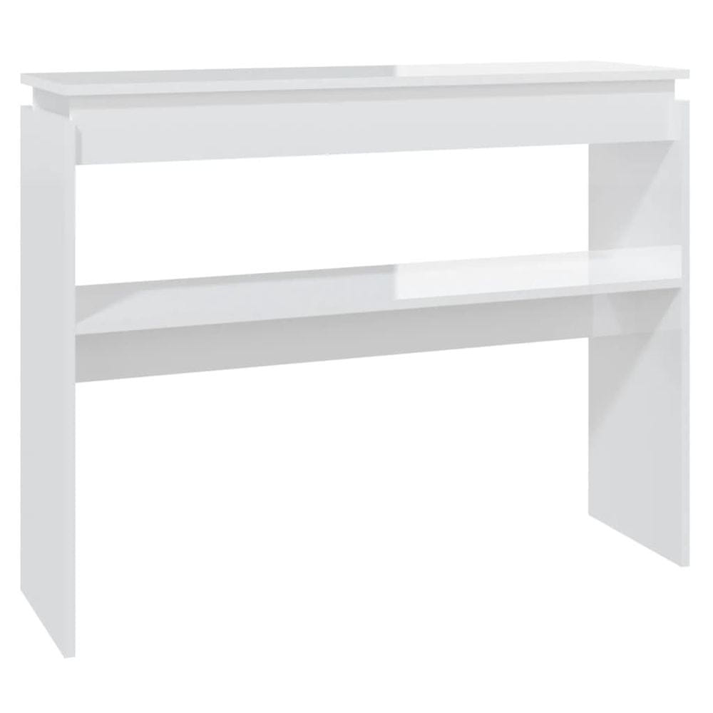 Vidaxl Konzolový stolík, lesklý biely 102x30x80 cm, kompozitné drevo
