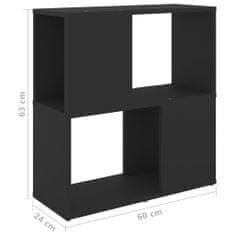 Vidaxl Knižnica, čierna 60x24x63 cm, kompozitné drevo