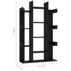 Vidaxl Knižnica, čierna 86x25,5x140 cm, kompozitné drevo