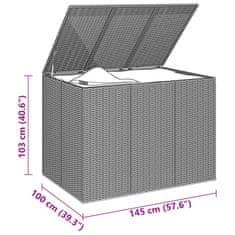 Vidaxl Záhradný box na vankúše z polyratanu 145x100x103 cm čierny