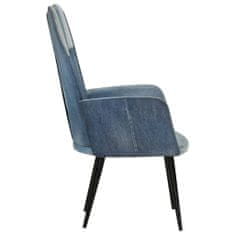 Vidaxl Kreslo wingback patchwork denim plátno