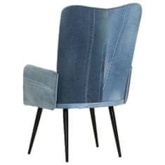 Vidaxl Kreslo wingback patchwork denim plátno