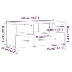 Vidaxl TV stolík čierny 102x36x50 cm spracované drevo