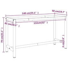 Vidaxl Rám pracovného stola matný čierny a matný červený 140x50x79 cm kov