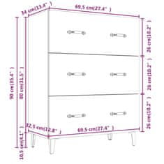 Vidaxl Komoda biela 69,5x34x90 cm kompozitné drevo