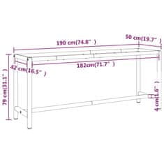 Vidaxl Rám pracovného stola matný čierny a matný červený 190x50x79 cm kov