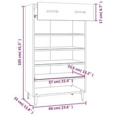 Vidaxl Botník biely 60x35x105 cm spracované drevo