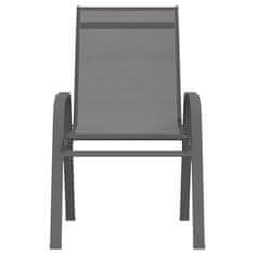 Vidaxl Stohovateľné záhradné stoličky 2 ks sivé textilénová látka