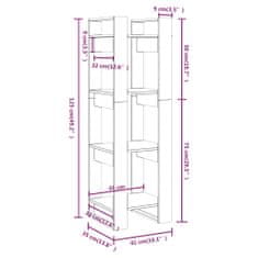 Vidaxl Knižnica/deliaca stena 41x35x125 cm masívna borovica