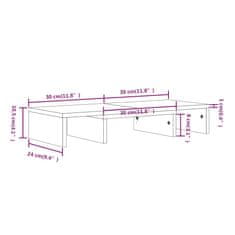 Vidaxl Stojan na monitor sivý 60x24x10,5 cm masívna borovica