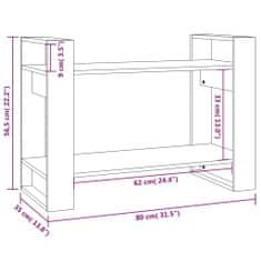 Vidaxl Knižnica/deliaca stena sivá 80x35x56,5 cm masívna borovica