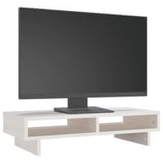 Vidaxl Stojan na monitor biely 60x27x14 cm masívna borovica