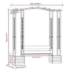 Vidaxl Záhradná pergola s lavičkou a kvetináčmi impregnovaný masív