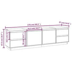 Vidaxl TV skrinka sivá 176x37x47,5 cm masívna borovica