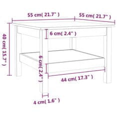 Vidaxl Konferenčný stolík biely 55x55x40 cm borovicové drevo