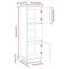 Vidaxl Komoda sivá 38x35x117 cm masívna borovica