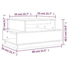 Vidaxl Konferenčný stolík sivý 80x55x40,5 cm borovicový masív