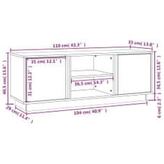 Vidaxl TV skrinka biela 110x35x40,5 cm masívna borovica