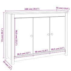 Vidaxl Komoda sivá 100x35x74 cm borovicový masív