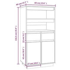 Vidaxl Vysoká skrinka 60x40x116,5 cm masívna borovica