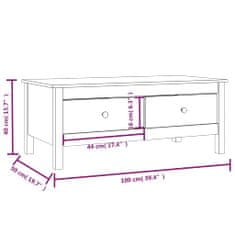 Vidaxl Konferenčný stolík sivý 100x50x40 cm borovicový masív