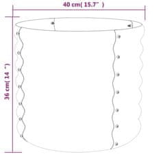 Vidaxl Záhradný kvetináč práškovaná oceľ 40x40x36 cm sivý