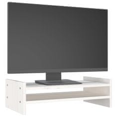 Vidaxl Stojan na monitor biely 50x27x15 cm masívna borovica