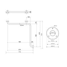 SAPHO Handicap madlo do sprchy 670x670, nerez lesk (XH544)