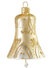 Decor By Glassor Vianočný zvonček zlatý dekor lístky
