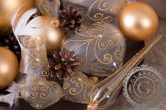 Decor By Glassor Vianočný zvonček číry, zlaté ornamenty