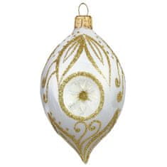 Decor By Glassor Sklenená oliva so zlatým dekorom s vpichom