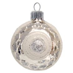 Decor By Glassor Vianočná guľa strieborná s kruhmi, dekor 4 cm