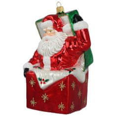 Decor By Glassor Vianočná ozdoba Santa v darčeku