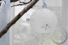 Decor By Glassor Vianočná sklenená banka biela s vločkou (Veľkosť: 8)