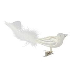Decor By Glassor Vtáčik biely so strieborným zobáčikom