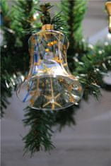 Decor By Glassor Vianočný zvonček zlato-modrý dekor