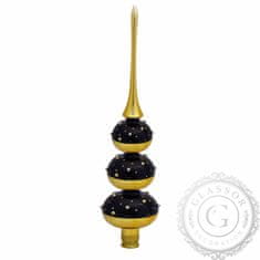 Decor By Glassor Špice tříkulová zlato-černá, zlaté perly