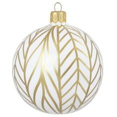 Decor By Glassor Vianočná banka biela zlatý dekor