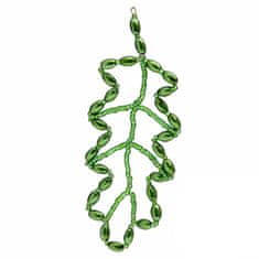 Decor By Glassor Vianočná koráliková ozdoba v tvare zeleného dubového listu