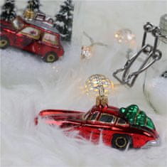 Decor By Glassor Vianočná ozdoba autíčko červené so stromčekom