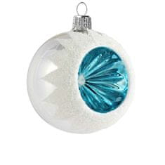Decor By Glassor Vianočná ozdoba biela s modrým reflektorom