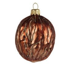Decor By Glassor Vianočný orech hnedý so zlatým dekorom