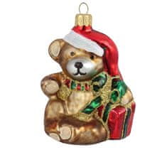 Decor By Glassor Vianočný medvedík s darčekom